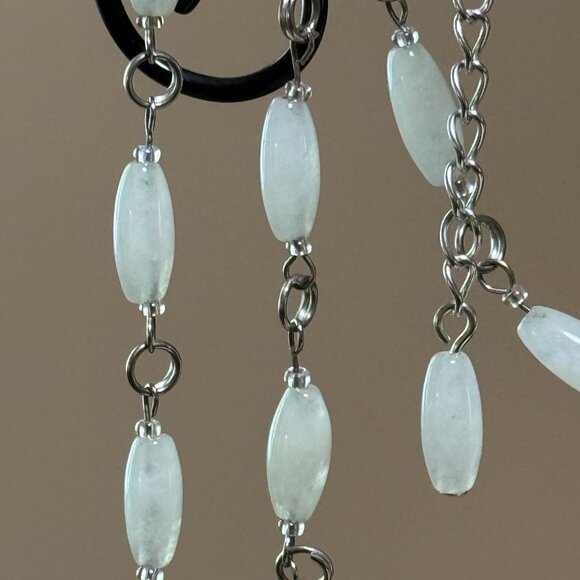 Genuine Milky Quartz Short Necklace, Gemstone w/ Dog Person Paw Print Pendant - Picture 11 of 15